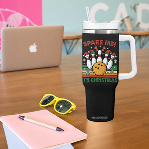 Funny Christmas Bowling Tumbler With Handle Spare Me Its Xmas Festive Holiday - Print Your Wear