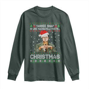 Funny Christmas The Office Movie Long Sleeve Shirt Yankee Swap Is Like Machiavelli Meets Christmas TS11 Dark Forest Green Print Your Wear