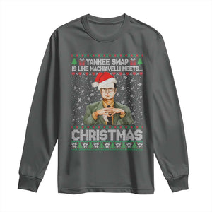 Funny Christmas Office Movie Long Sleeve Shirt Yankee Swap Is Like Machiavelli Meets Christmas TS11 Dark Heather Print Your Wear