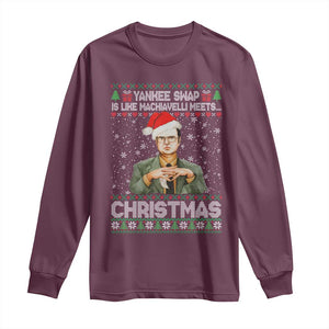 Funny Christmas The Office Movie Long Sleeve Shirt Yankee Swap Is Like Machiavelli Meets Christmas TS11 Maroon Print Your Wear