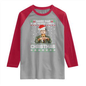 Funny Christmas Office Movie Raglan Shirt Yankee Swap Is Like Machiavelli Meets Christmas TS11 Sport Gray Red Print Your Wear