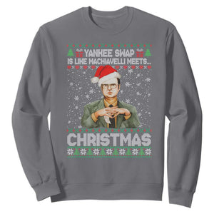 Funny Christmas The Office Movie Sweatshirt Yankee Swap Is Like Machiavelli Meets Christmas TS11 Charcoal Print Your Wear