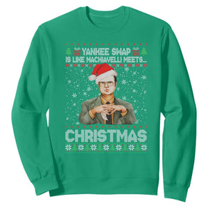 Funny Christmas The Office Movie Sweatshirt Yankee Swap Is Like Machiavelli Meets Christmas TS11 Irish Green Print Your Wear