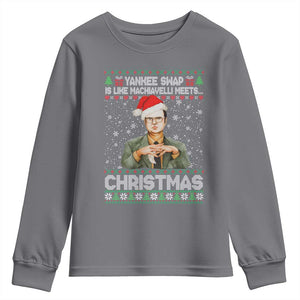 Funny Christmas Office Movie Youth Sweatshirt Yankee Swap Is Like Machiavelli Meets Christmas TS11 Charcoal Print Your Wear