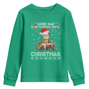Funny Christmas The Office Movie Youth Sweatshirt Yankee Swap Is Like Machiavelli Meets Christmas TS11 Irish Green Print Your Wear