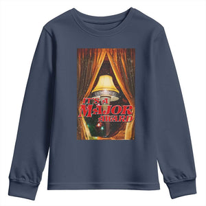 Funny Christmas Movie It Is A Major Award Youth Sweatshirt Italian Leg Lamp TS11 Navy Print Your Wear
