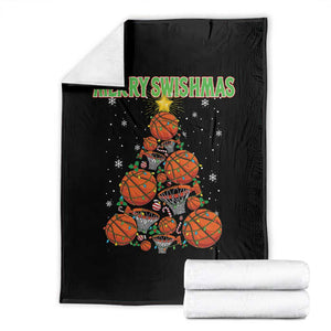 Christmas Basketball Merry Swishmas Throw Blanket Basketball Xmas Tree TS11 Black Print Your Wear