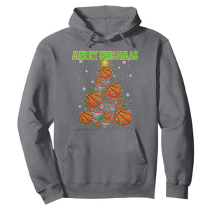 Christmas Basketball Merry Swishmas Hoodie Basketball Xmas Tree TS11 Charcoal Print Your Wear