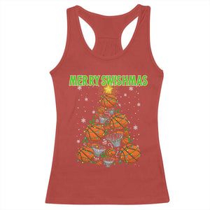 Christmas Basketball Merry Swishmas Racerback Tank Top Basketball Xmas Tree TS11 Red Print Your Wear