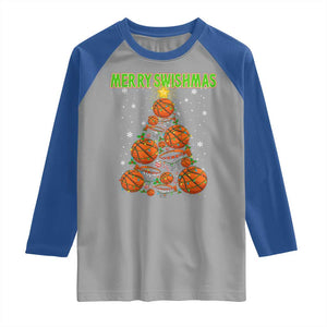 Christmas Basketball Merry Swishmas Raglan Shirt Basketball Xmas Tree TS11 Sport Gray Royal Print Your Wear