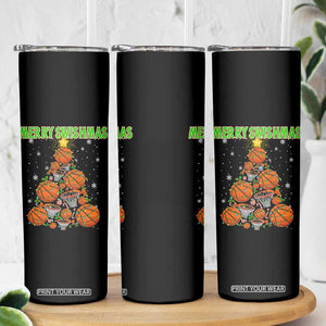 Christmas Basketball Merry Swishmas Skinny Tumbler Basketball Xmas Tree TS11 Print Your Wear
