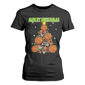 Christmas Basketball Merry Swishmas T Shirt For Women Basketball Xmas Tree TS11 Black Print Your Wear