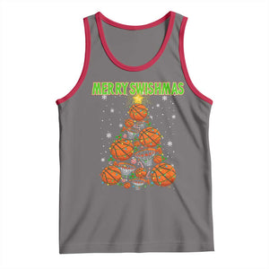 Christmas Basketball Merry Swishmas Tank Top Basketball Xmas Tree TS11 Deep Heather Red Print Your Wear