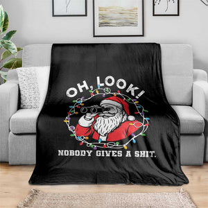 Funny Christmas Santa Oh Look Nobody Gives A Shit Throw Blanket TS11 Print Your Wear