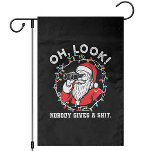 Funny Christmas Santa Oh Look Nobody Gives A Shit Garden Flag TS11 Black Print Your Wear