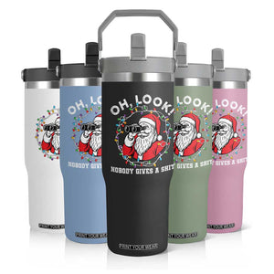 Funny Christmas Santa Oh Look Nobody Gives A Shit Flip Straw Tumbler TS11 Print Your Wear