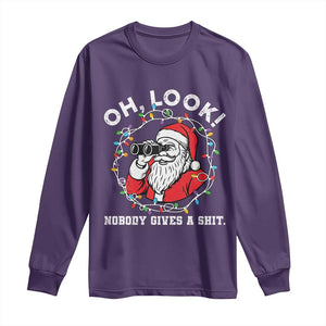 Funny Christmas Santa Oh Look Nobody Gives A Shit Long Sleeve Shirt TS11 Purple Print Your Wear