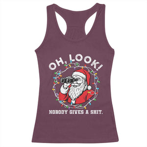 Funny Christmas Santa Oh Look Nobody Gives A Shit Racerback Tank Top TS11 Maroon Print Your Wear