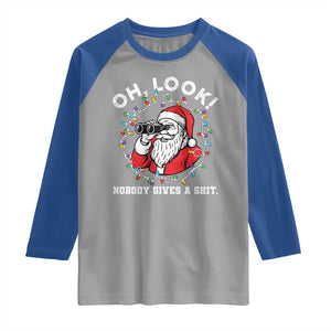 Funny Christmas Santa Oh Look Nobody Gives A Shit Raglan Shirt TS11 Sport Gray Royal Print Your Wear