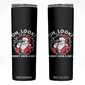 Funny Christmas Santa Oh Look Nobody Gives A Shit Skinny Tumbler TS11 Black Print Your Wear