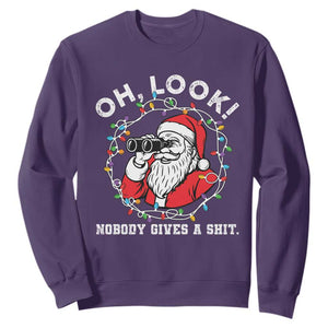 Funny Christmas Santa Oh Look Nobody Gives A Shit Sweatshirt TS11 Purple Print Your Wear