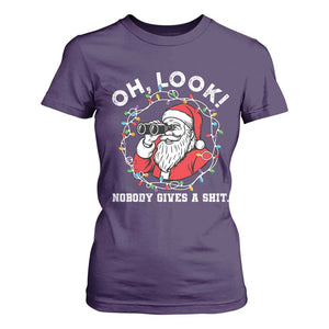 Funny Christmas Santa Oh Look Nobody Gives A Shit T Shirt For Women TS11 Purple Print Your Wear