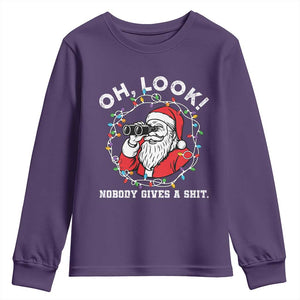 Funny Christmas Santa Oh Look Nobody Gives A Shit Youth Sweatshirt TS11 Purple Print Your Wear