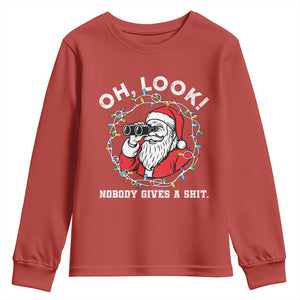 Funny Christmas Santa Oh Look Nobody Gives A Shit Youth Sweatshirt TS11 Red Print Your Wear
