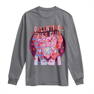Funny Galentine Girls Club Long Sleeve Shirt Galentine's Day Chunky Heels Platform TS11 Charcoal Print Your Wear