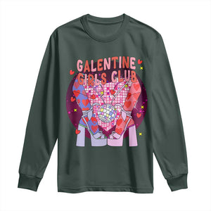 Funny Galentine Girls Club Long Sleeve Shirt Galentine's Day Chunky Heels Platform TS11 Dark Forest Green Print Your Wear