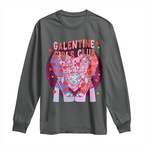 Funny Galentine Girls Club Long Sleeve Shirt Galentine's Day Chunky Heels Platform TS11 Dark Heather Print Your Wear