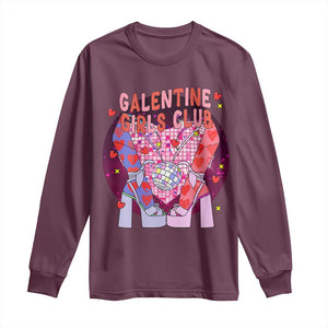 Funny Galentine Girls Club Long Sleeve Shirt Galentine's Day Chunky Heels Platform TS11 Maroon Print Your Wear