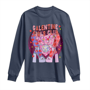 Funny Galentine Girls Club Long Sleeve Shirt Galentine's Day Chunky Heels Platform TS11 Navy Print Your Wear