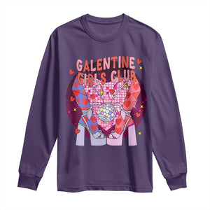 Funny Galentine Girls Club Long Sleeve Shirt Galentine's Day Chunky Heels Platform TS11 Purple Print Your Wear