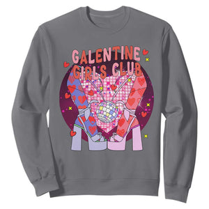 Funny Galentine Girls Club Sweatshirt Galentine's Day Chunky Heels Platform TS11 Charcoal Print Your Wear
