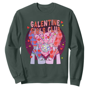 Funny Galentine Girls Club Sweatshirt Galentine's Day Chunky Heels Platform TS11 Dark Forest Green Print Your Wear