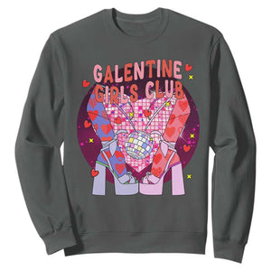 Funny Galentine Girls Club Sweatshirt Galentine's Day Chunky Heels Platform TS11 Dark Heather Print Your Wear