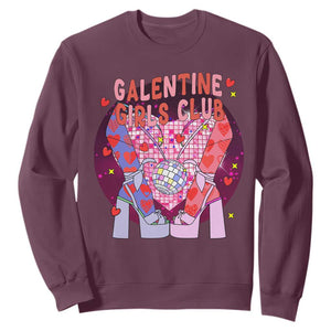 Funny Galentine Girls Club Sweatshirt Galentine's Day Chunky Heels Platform TS11 Maroon Print Your Wear