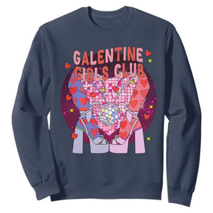 Funny Galentine Girls Club Sweatshirt Galentine's Day Chunky Heels Platform TS11 Navy Print Your Wear