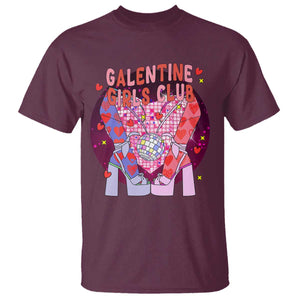 Funny Galentine Girls Club T Shirt Galentine's Day Chunky Heels Platform TS11 Maroon Print Your Wear