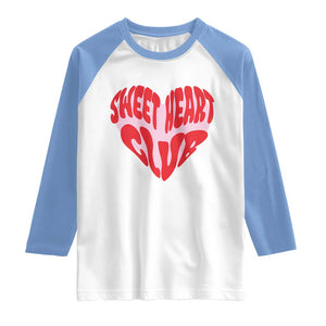 Funny Valentine's Day Sweet Heart Club Raglan Shirt TS11 White Carolina Blue Print Your Wear