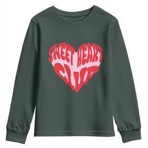 Funny Valentine's Day Sweet Heart Club Youth Sweatshirt TS11 Dark Forest Green Print Your Wear