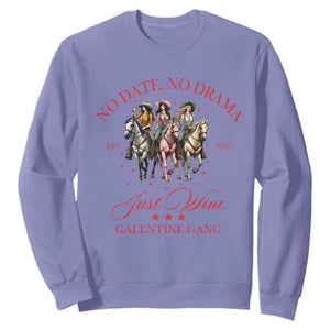 Funny Galentine's Day Sweatshirt No Date No Drama Just Wine Galentine Gang TS11 Violet Print Your Wear