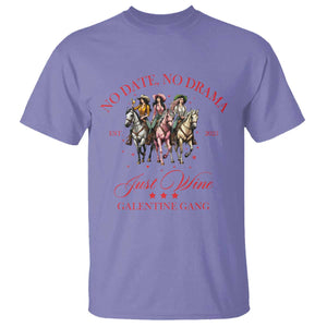 Funny Galentine's Day T Shirt No Date No Drama Just Wine Galentine Gang TS11 Violet Print Your Wear