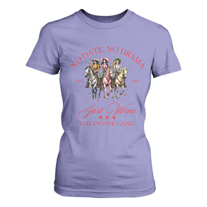 Funny Galentine's Day T Shirt For Women No Date No Drama Just Wine Galentine Gang TS11 Violet Print Your Wear
