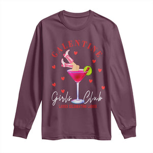 Funny Galentine's Day Long Sleeve Shirt Galentine Girls Club Ladies Celebrating Ladies TS11 Maroon Print Your Wear