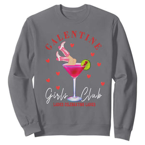 Funny Galentine's Day Sweatshirt Galentine Girls Club Ladies Celebrating Ladies TS11 Charcoal Print Your Wear