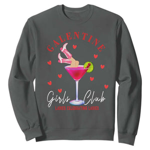 Funny Galentine's Day Sweatshirt Galentine Girls Club Ladies Celebrating Ladies TS11 Dark Heather Print Your Wear