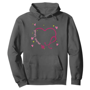 Personalized Valentine's Day Nursing Hoodie Custom Name Nurse Doctor Heart Stethoscope TS11 Dark Heather Print Your Wear