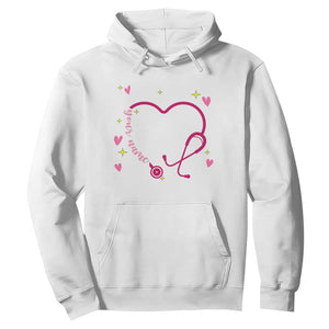 Personalized Valentine's Day Nursing Hoodie Custom Name Nurse Doctor Heart Stethoscope TS11 White Print Your Wear